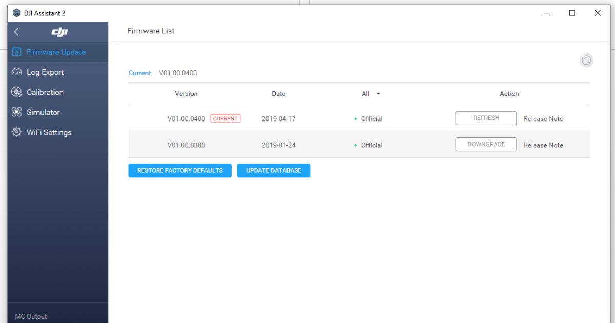 Update Firmware Drone DJI